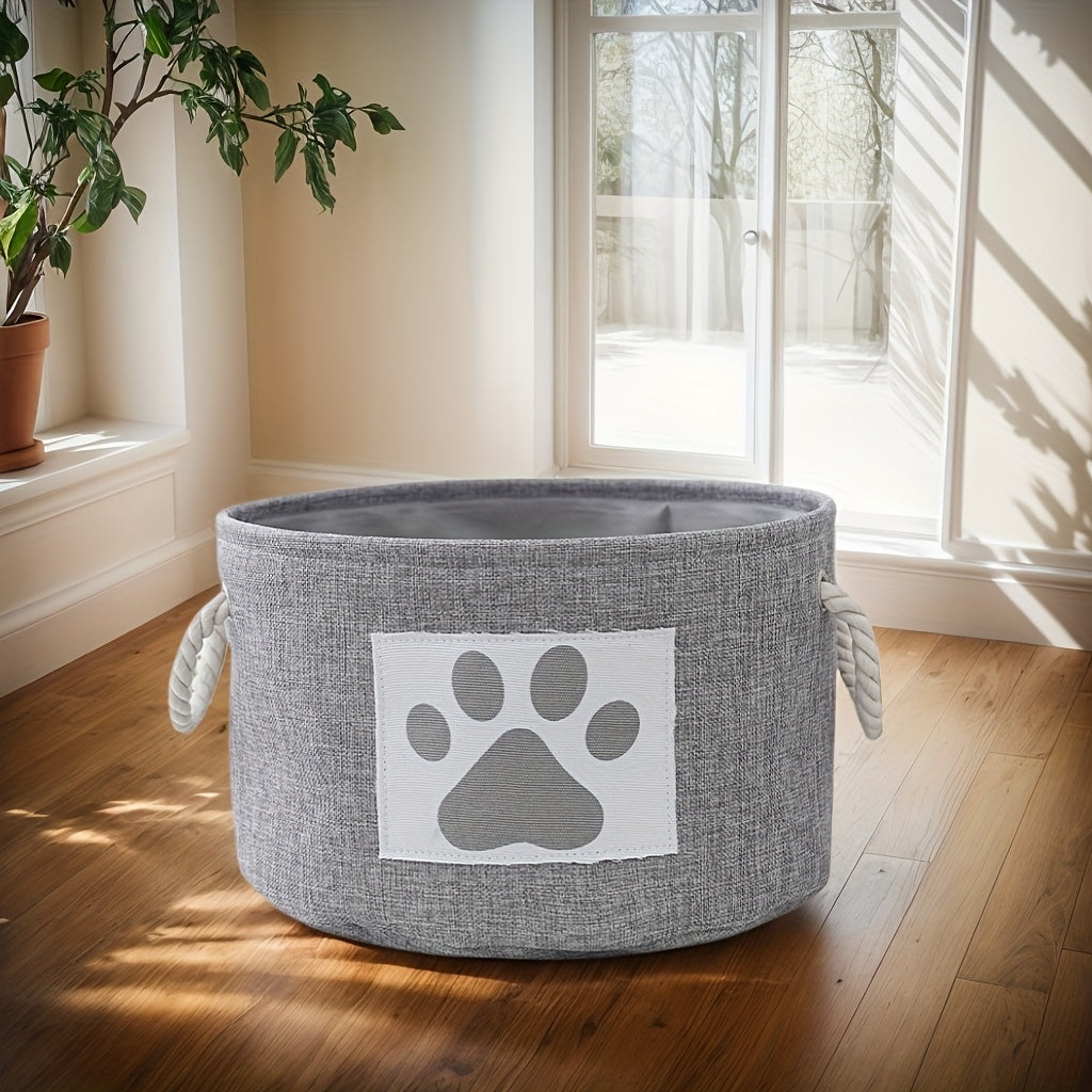 Canvas Paw Print Toy Storage Basket