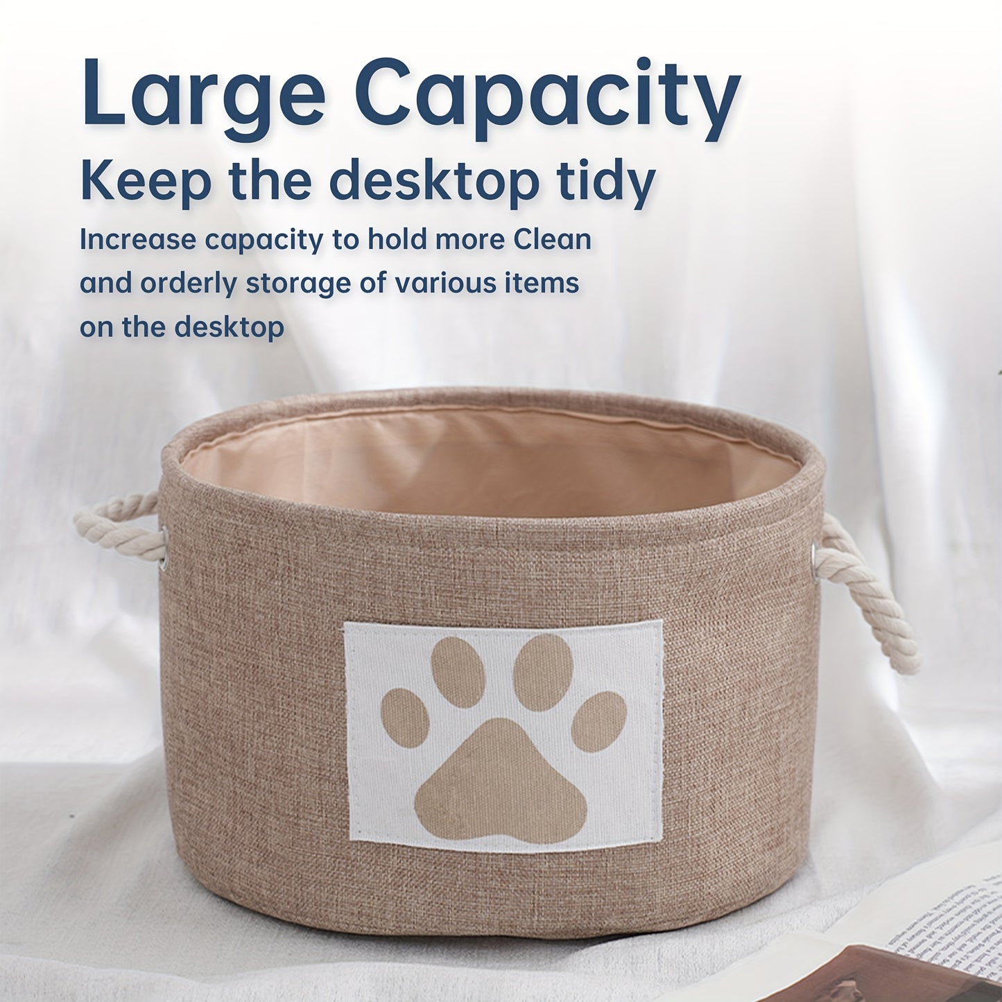 Canvas Paw Print Toy Storage Basket