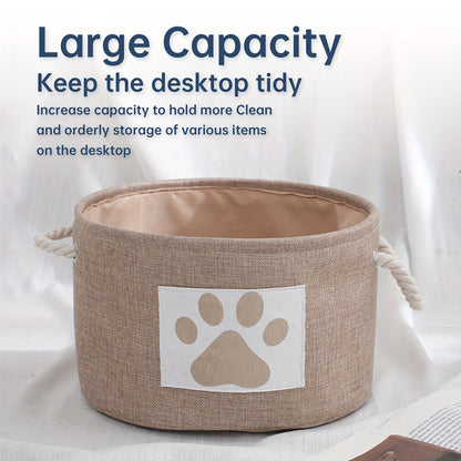 Canvas Paw Print Toy Storage Basket
