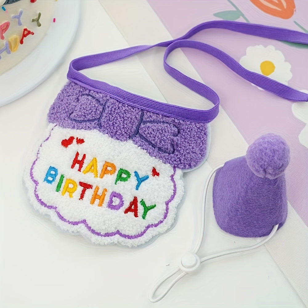 Woven Happy Birthday Bib and Hat Set
