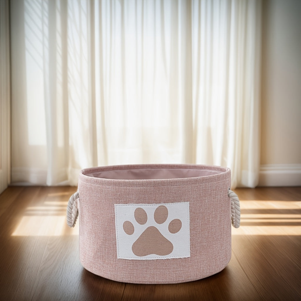 Canvas Paw Print Toy Storage Basket