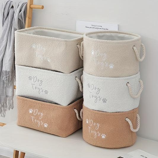 Teddy Fleece Toy Storage Baskets