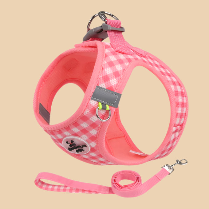 Pink Checkered Cat Harness