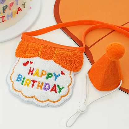 Woven Happy Birthday Bib and Hat Set