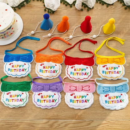 Woven Happy Birthday Bib and Hat Set