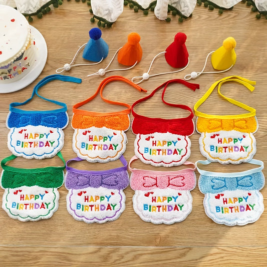 Woven Happy Birthday Bib and Hat Set