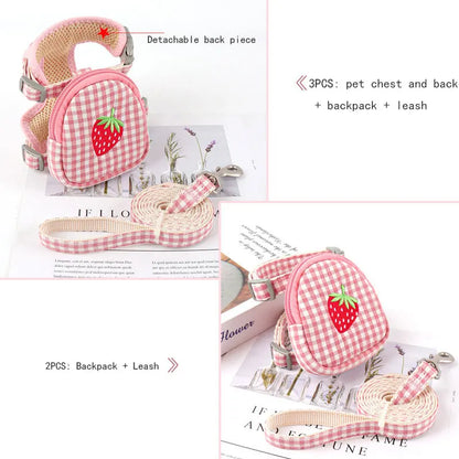 Cherry Picnic Cat Harness with Backpack