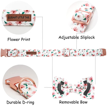 White and Pink Floral Collar and Bowtie