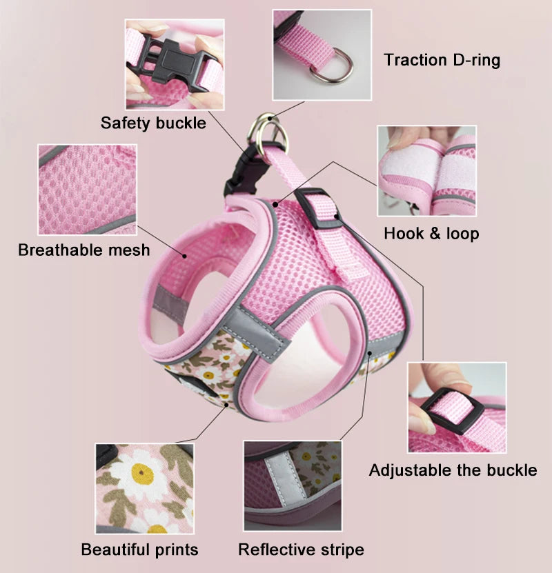 Black Daisy Cat Harness