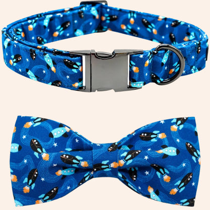 Space Rocket Collar and Bowtie