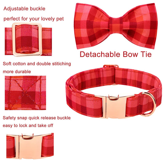 Red Checkered Collar and Bowtie