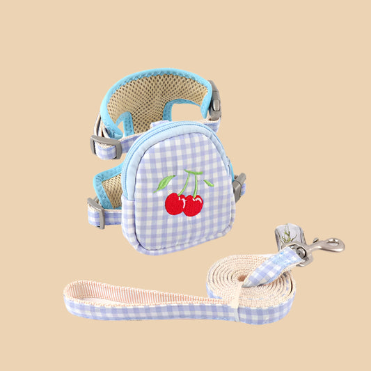 Cherry Picnic Cat Harness with Backpack