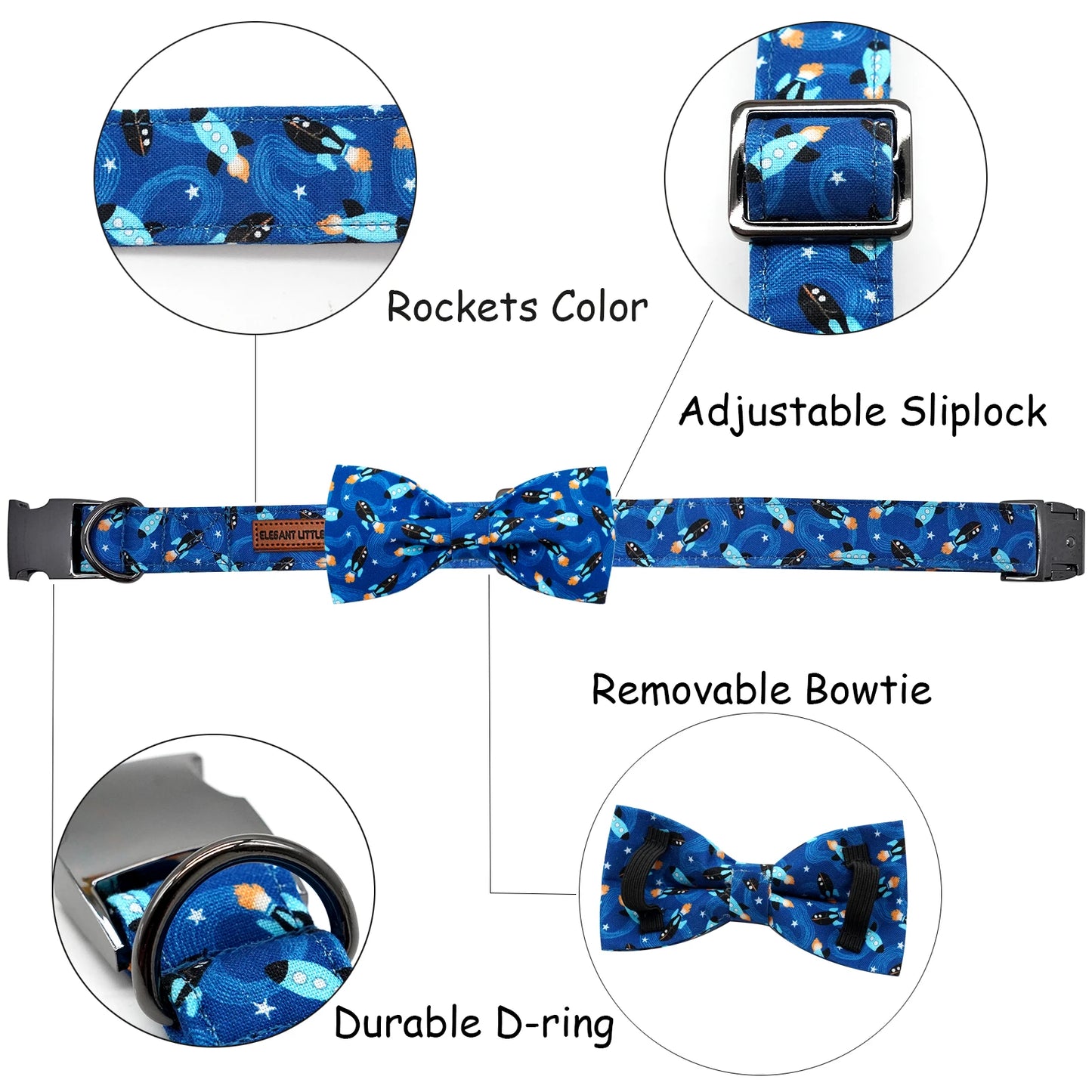 Space Rocket Collar and Bowtie