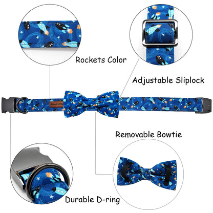 Space Rocket Collar and Bowtie