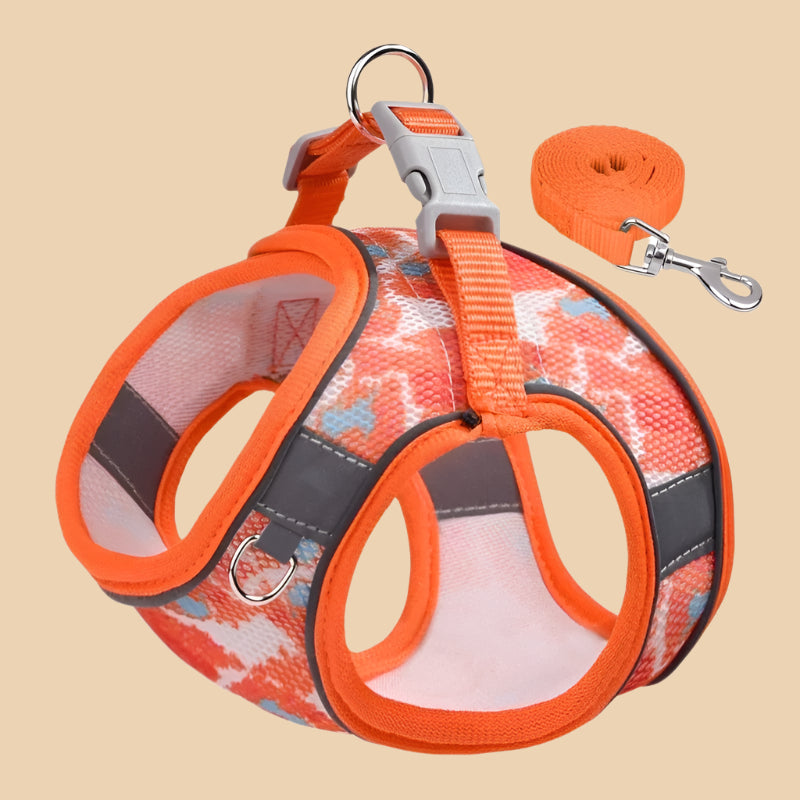 Orange Army Mesh Cat Harness