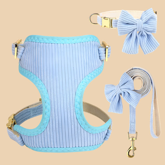 3Pcs Baby Blue Velvet Harness