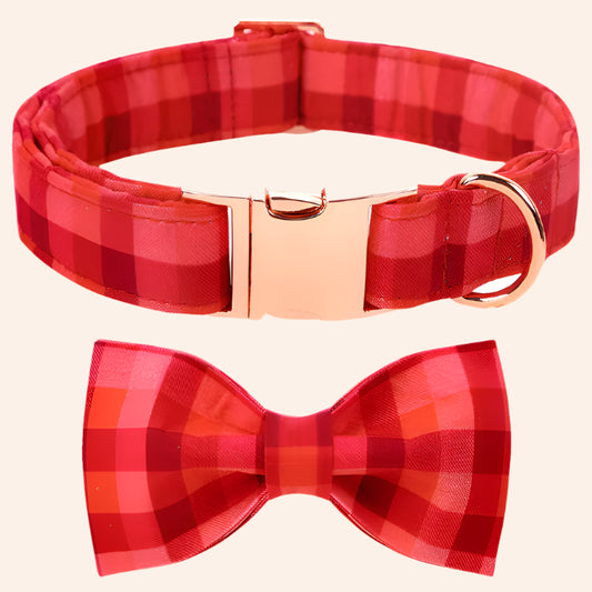 Red Checkered Collar and Bowtie