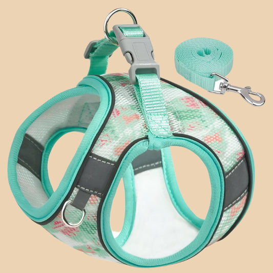 Teal Army Mesh Cat Harness