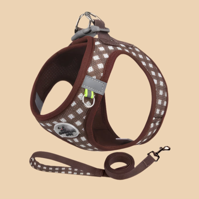 Brown Checkered Cat Harness