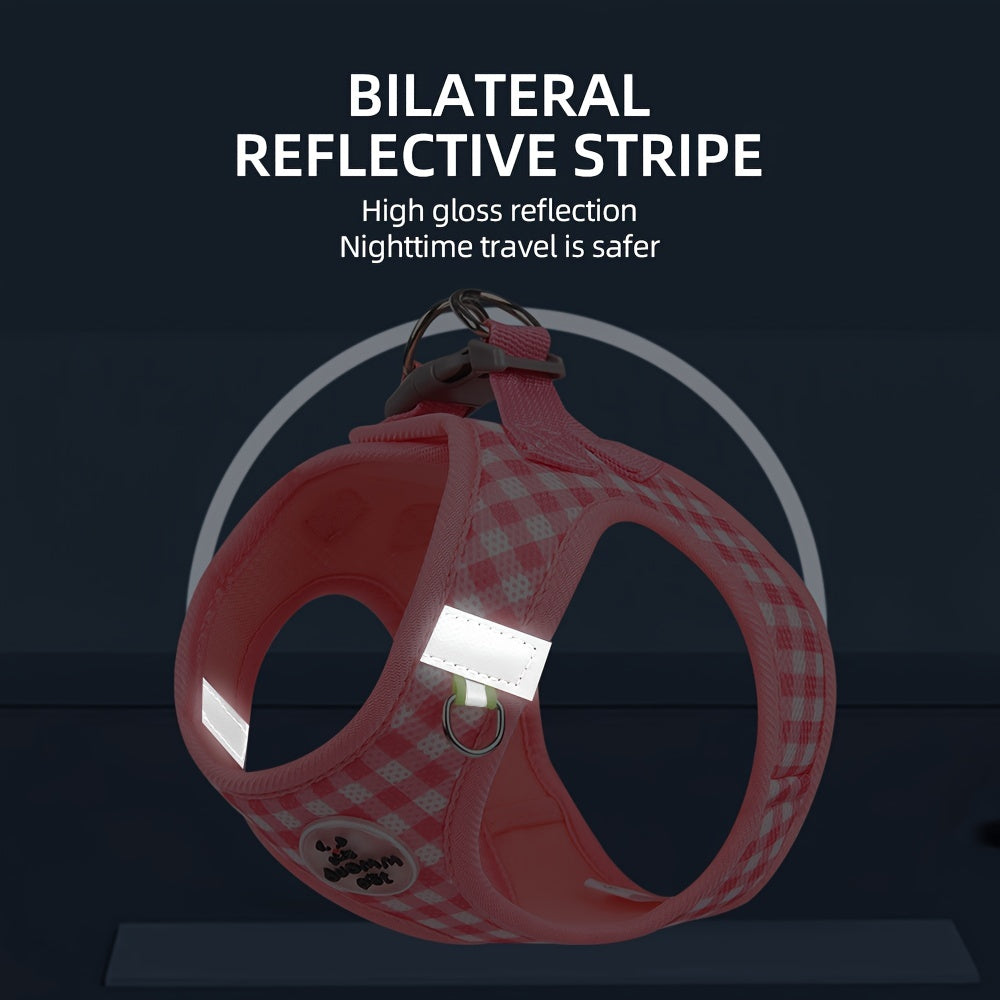 Teal Checkered Cat Harness