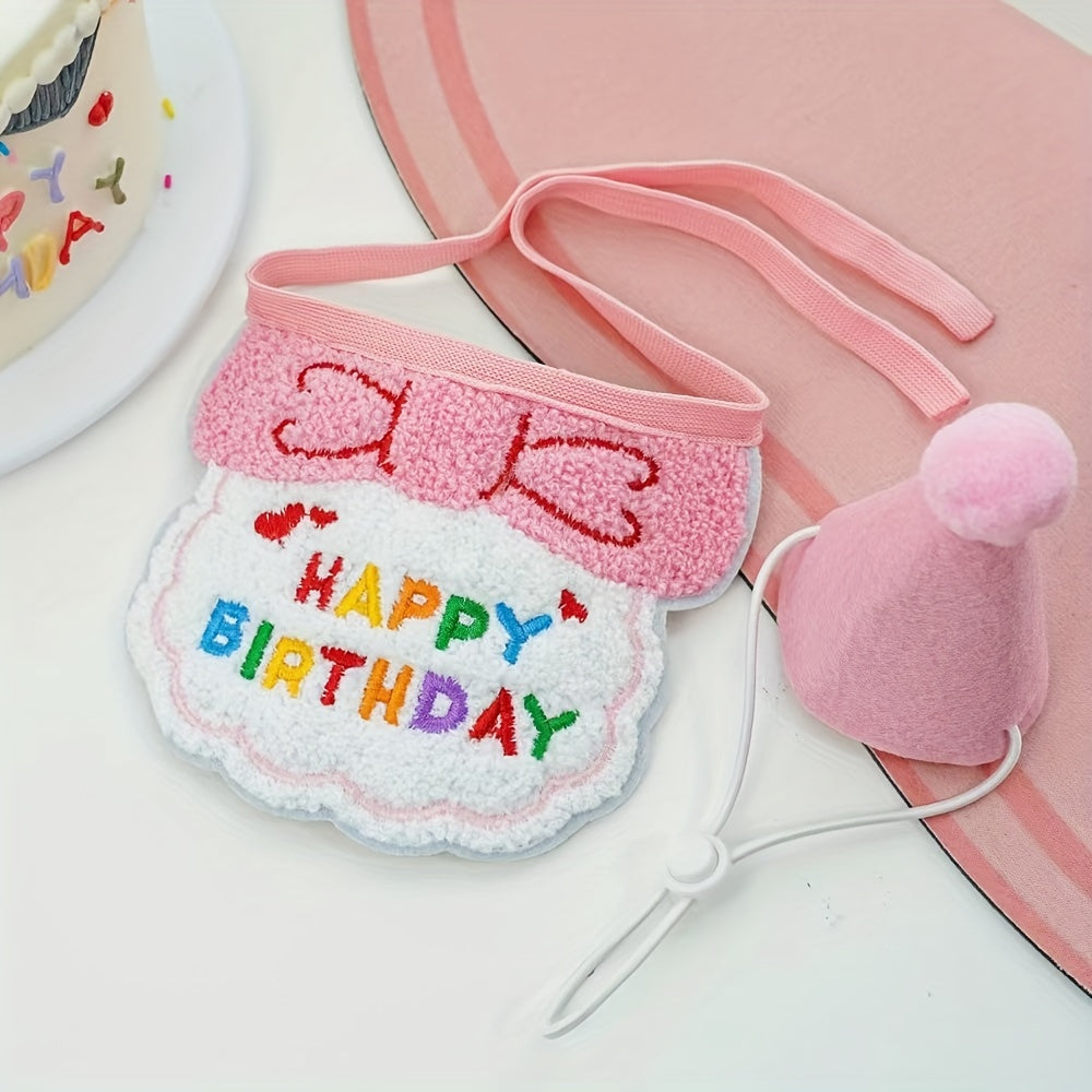 Woven Happy Birthday Bib and Hat Set