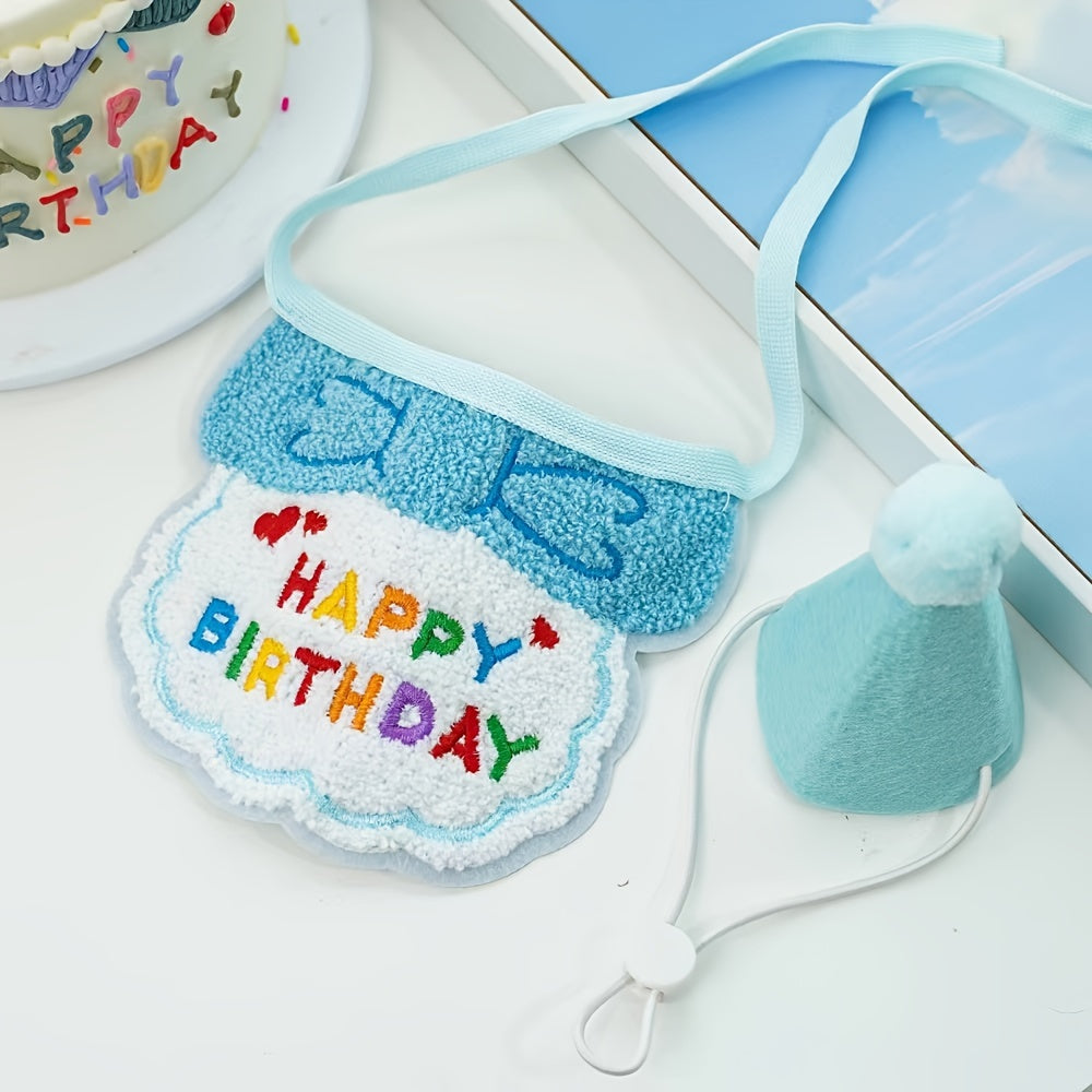 Woven Happy Birthday Bib and Hat Set