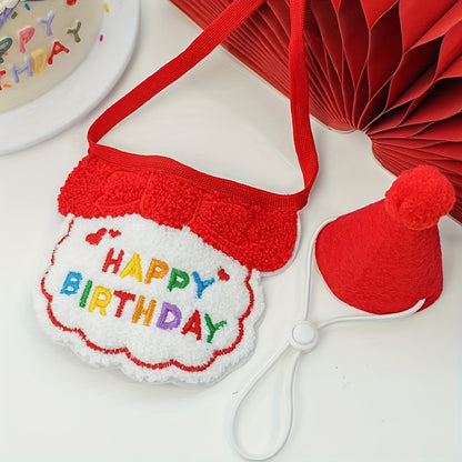 Woven Happy Birthday Bib and Hat Set