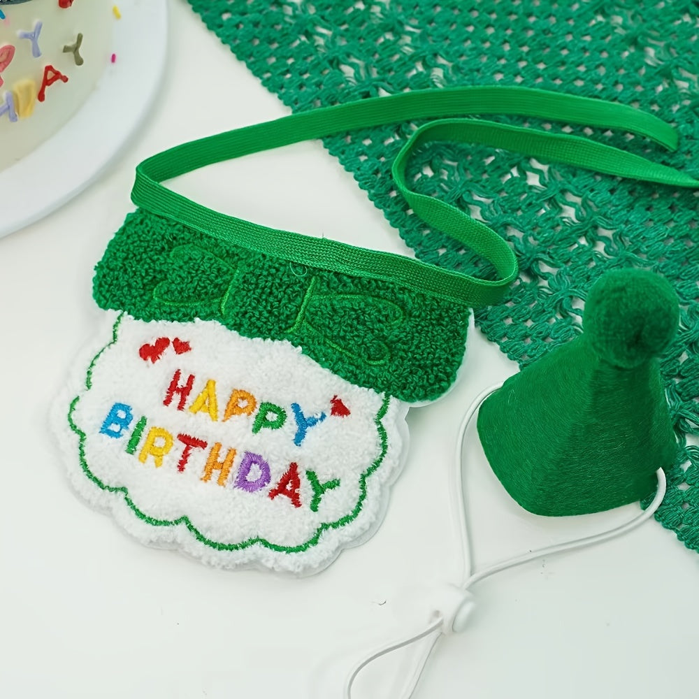 Woven Happy Birthday Bib and Hat Set