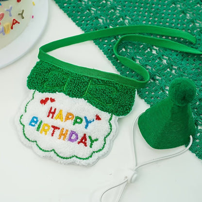 Woven Happy Birthday Bib and Hat Set