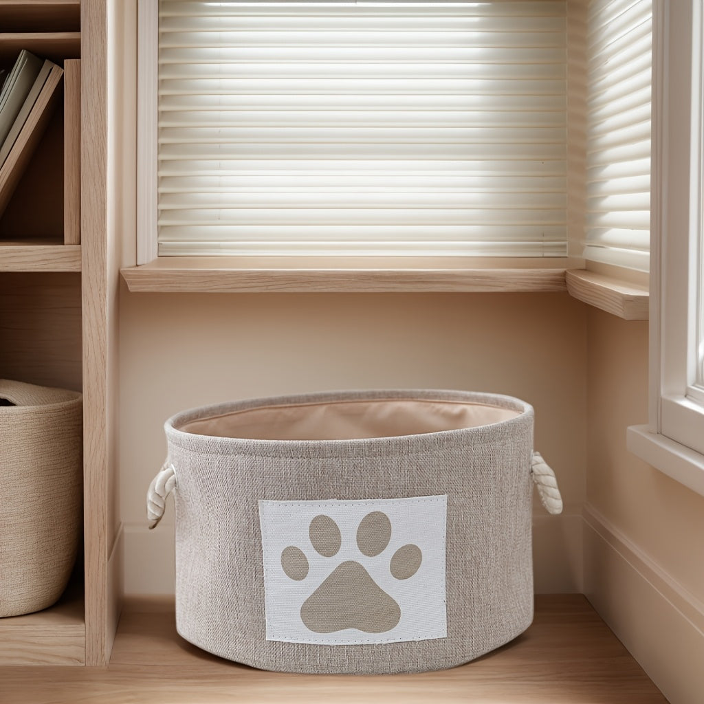 Canvas Paw Print Toy Storage Basket